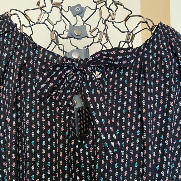 LC Lauren Conrad Pleated Neck Heart Printed Shift Dress Size XXL Black Multi - Picture 6 of 7